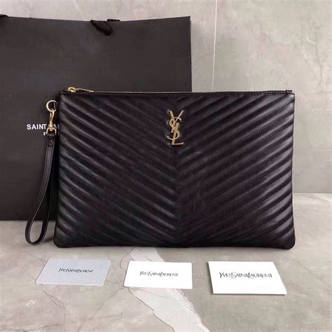 Authentic YSL Pouch Monogramme Vitello Piumotto Nero .